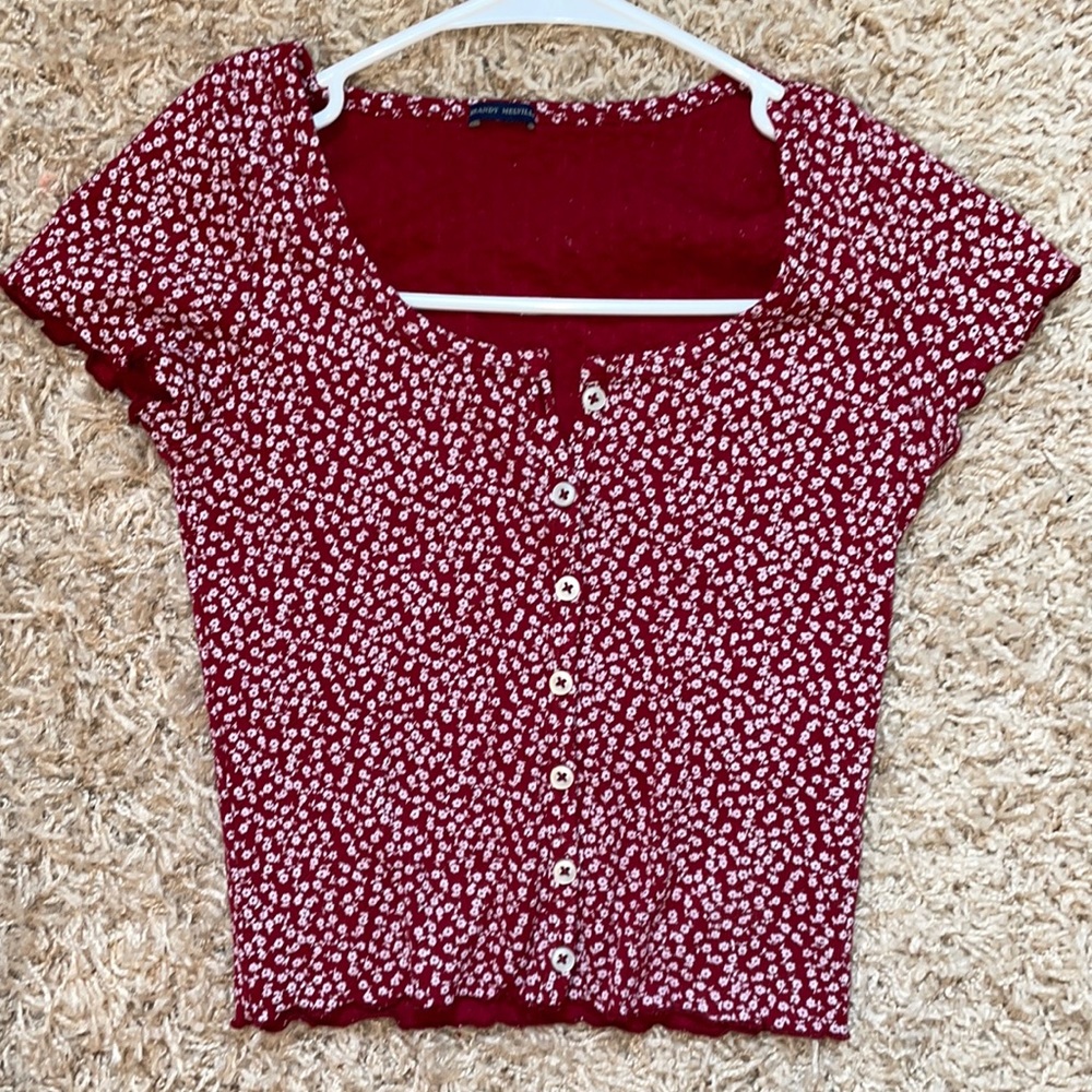 Brandy Melville Red Floral Shirt